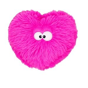 GODOG Furballz Hearts Pink Plush Dog Toy with White Black Eyes